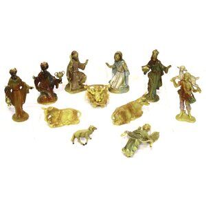 12 pc VTG Nativity Set Fontanini-Style Italian Mary Jesus Joseph 3 Wiseman Sheep